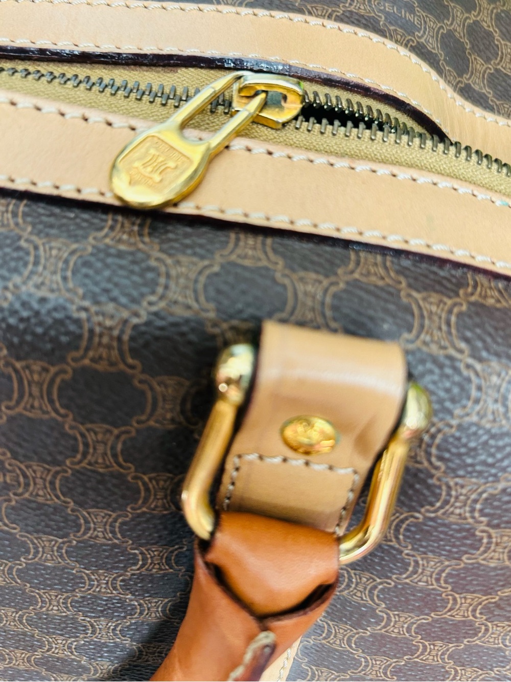 🤎CELINE🤎Macadam💛Brown Mono Weekender Bag with Unbranded Strap & Lock no key - Picture 8 of 10